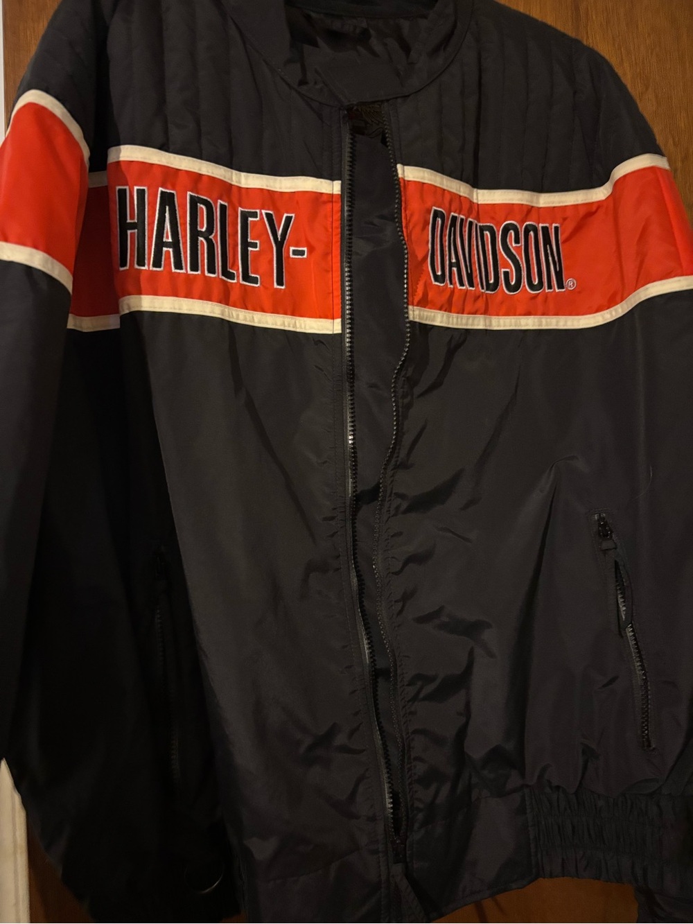 Harley-Davidson Black Jacket with Orange Racing Stripe